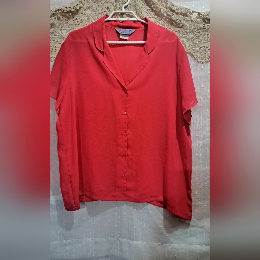 Ship N Shores, Vintage 1970's Corally Reddish Button-Down Shirt